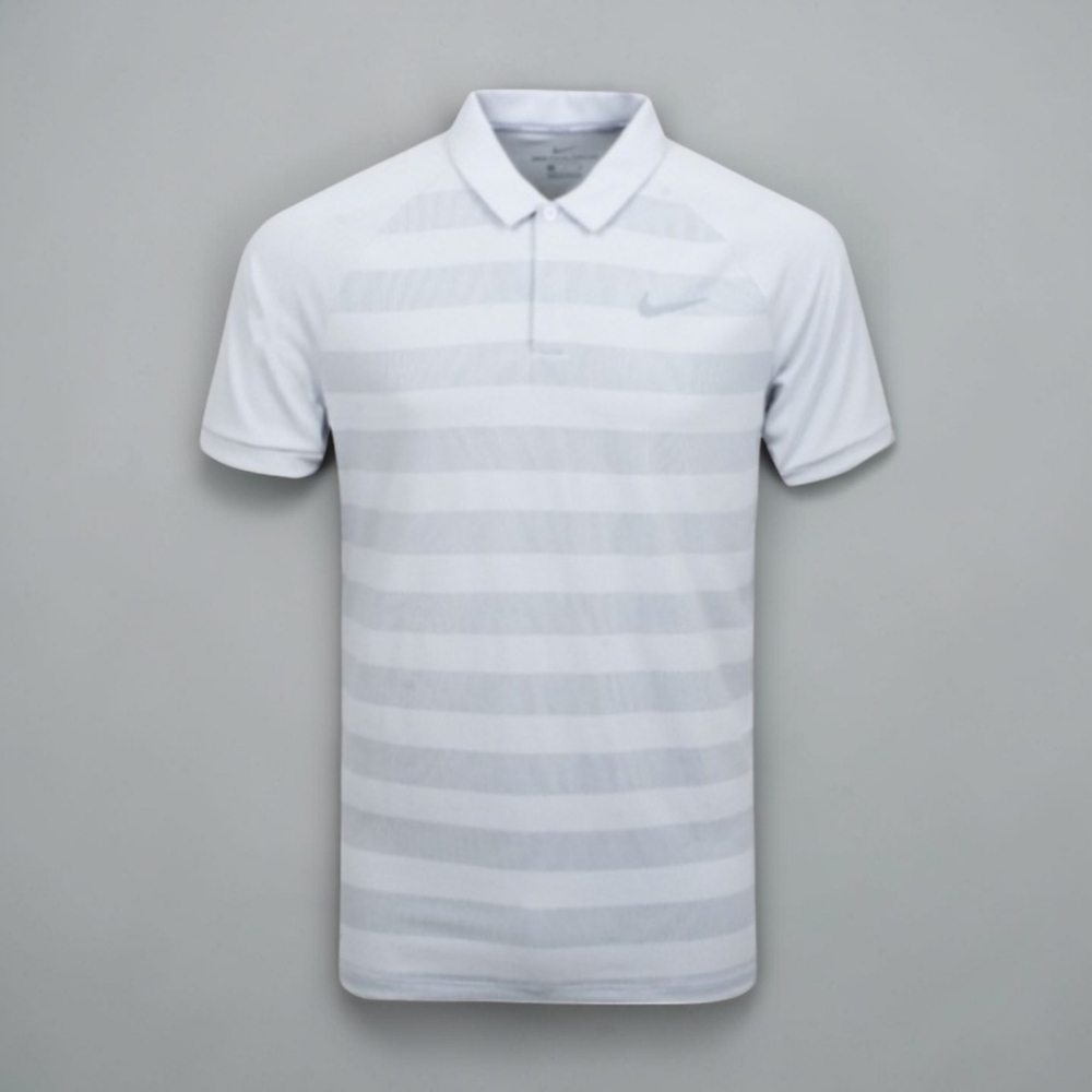Nike Zonal Cooling Men's M Stripe Polo Lightweight White - Picture 1 of 13